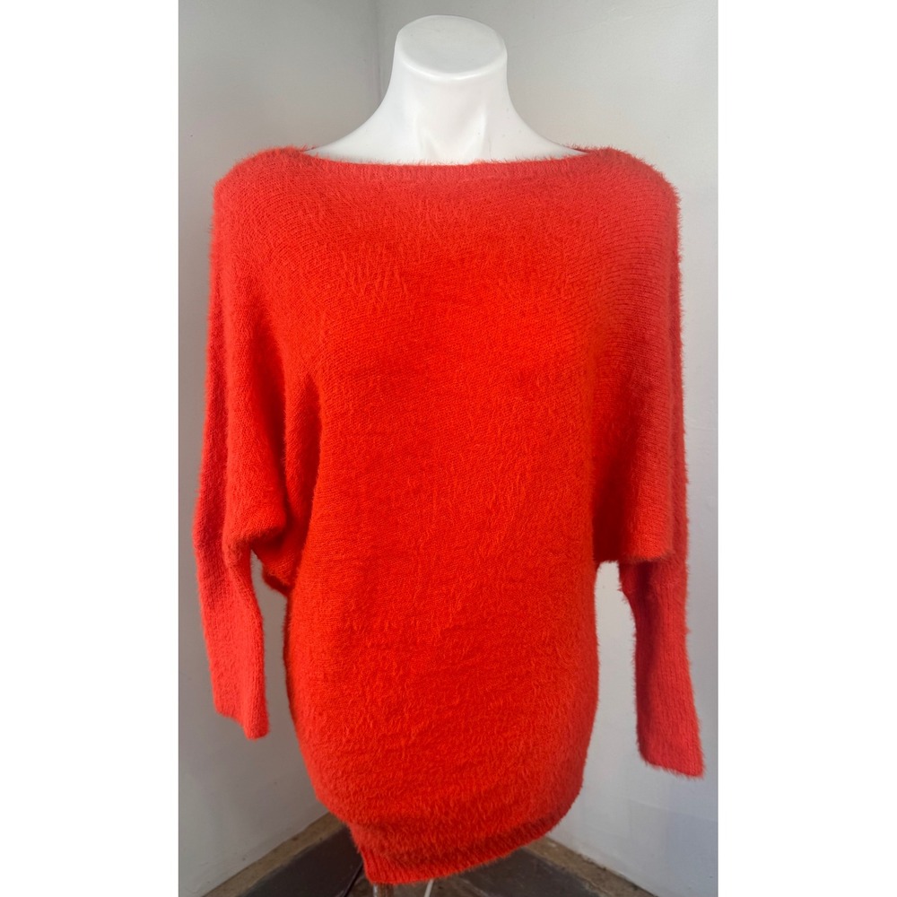 Vici Womens Asymmetrical Sweater Dress Medium Burnt Orange Eyelash Batwing